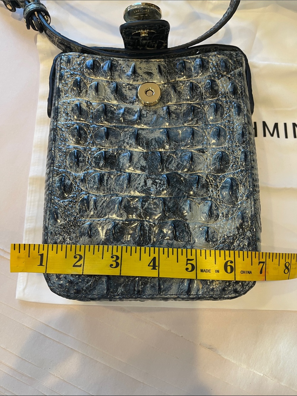 Brahmin Marley Crossbody Croc Embossed Glacier EUC NWT with Dust Bag - Picture 9 of 10
